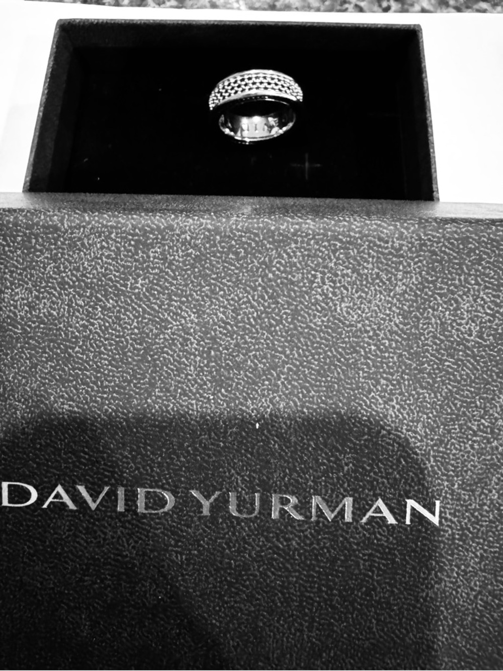 David Yurman Streamline 3 Row Pave Black Diamond Ring - Size 10